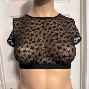 TORRID Star Lace Cropped Short Sleeve Lingerie Top